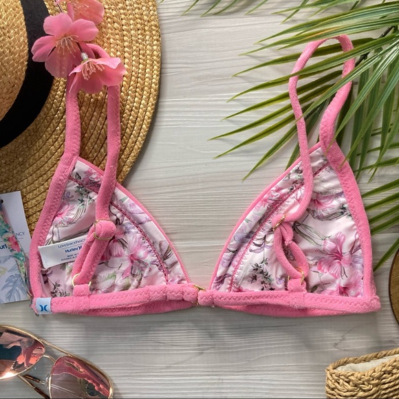 LoveShackFancy x Hurley 🌸 Reversible Felt Fixed Tri Bikini Top 👙🏄🏼‍♀️🌴 - Picture 8 of 16